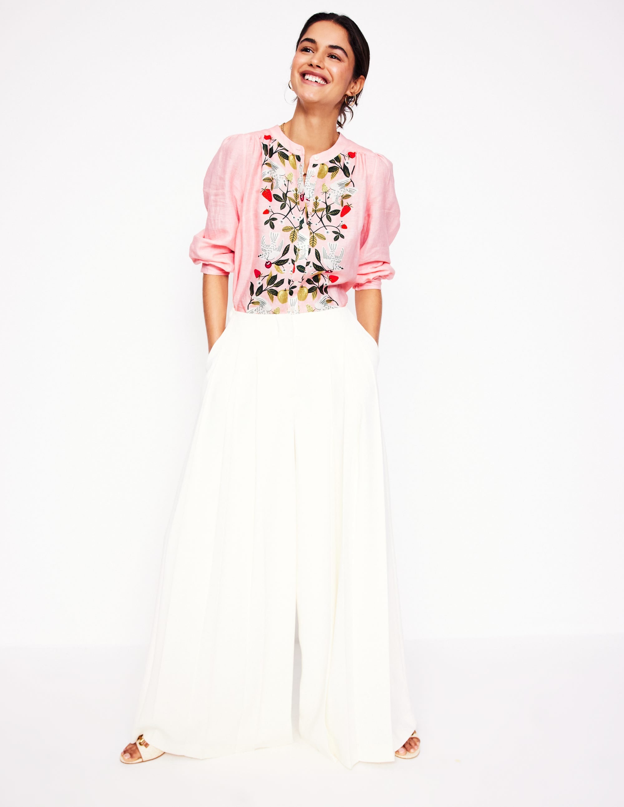 Alicia Linen Top-Provence Pink, Bird Paradise - Image 5