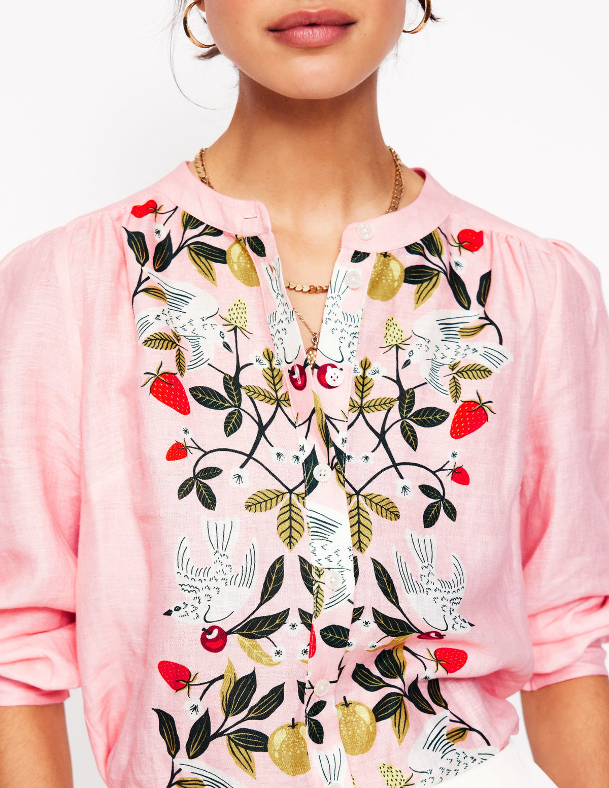 Alicia Linen Top-Provence Pink, Bird Paradise - Image 6