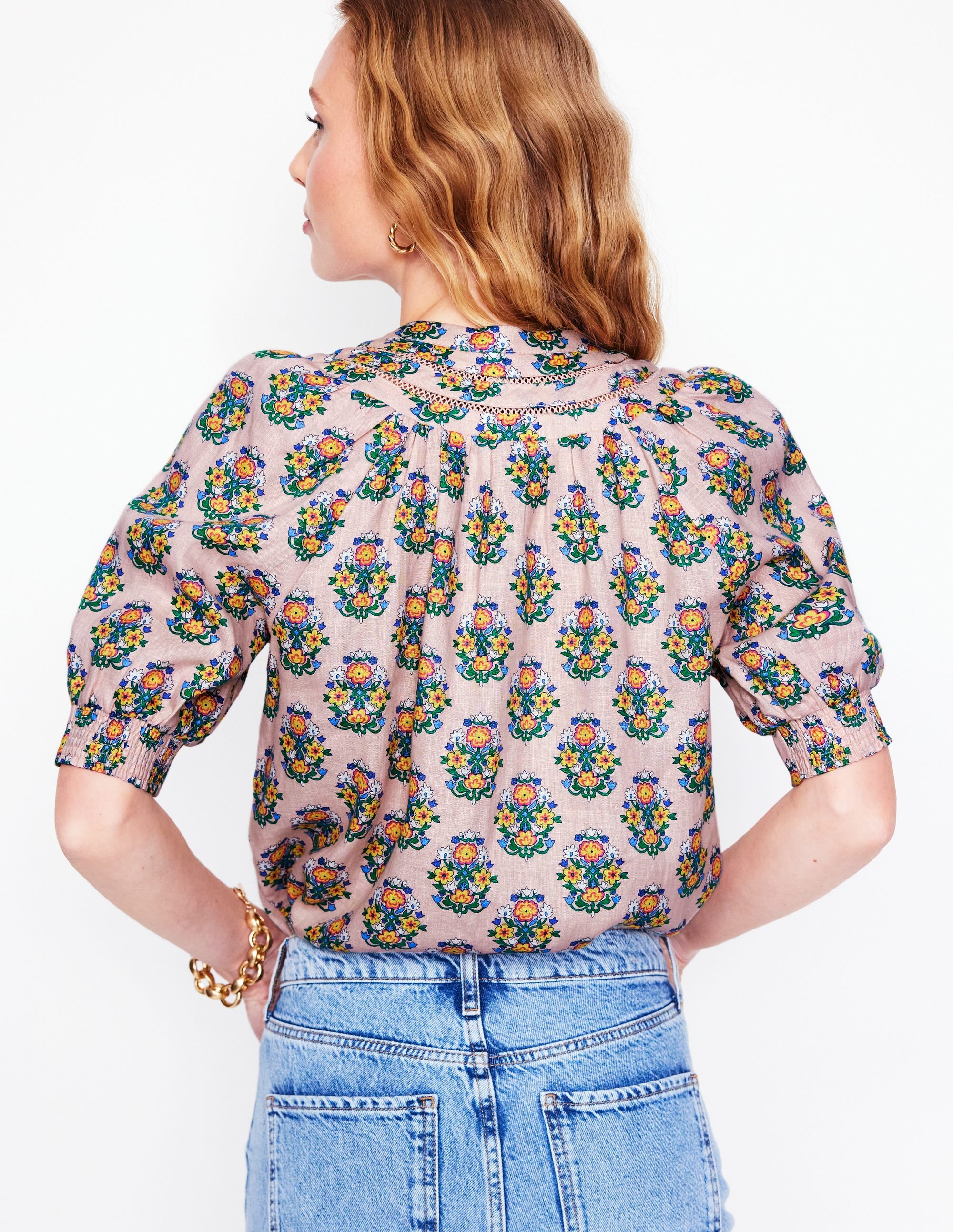 Bea Linen Top-Pink, Wildflower Stamp - Image 3