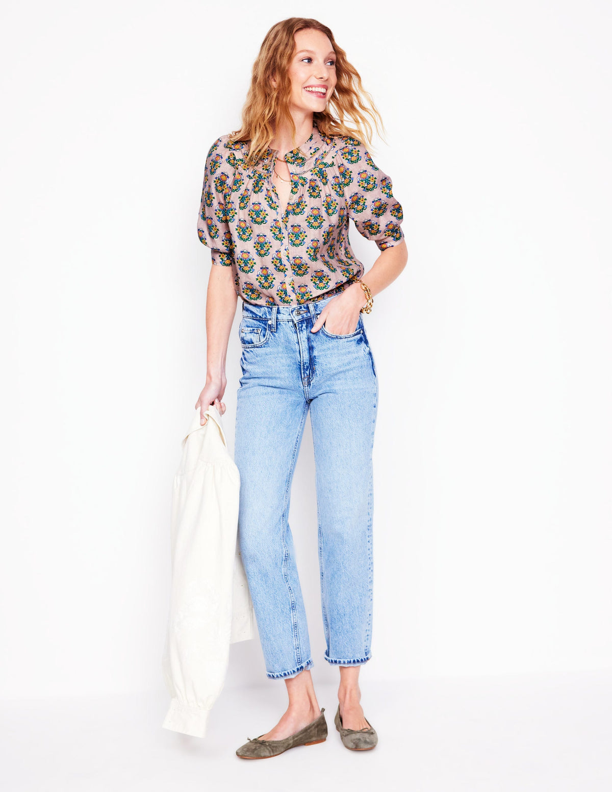 Bea Linen Top-Pink, Wildflower Stamp - Image 6