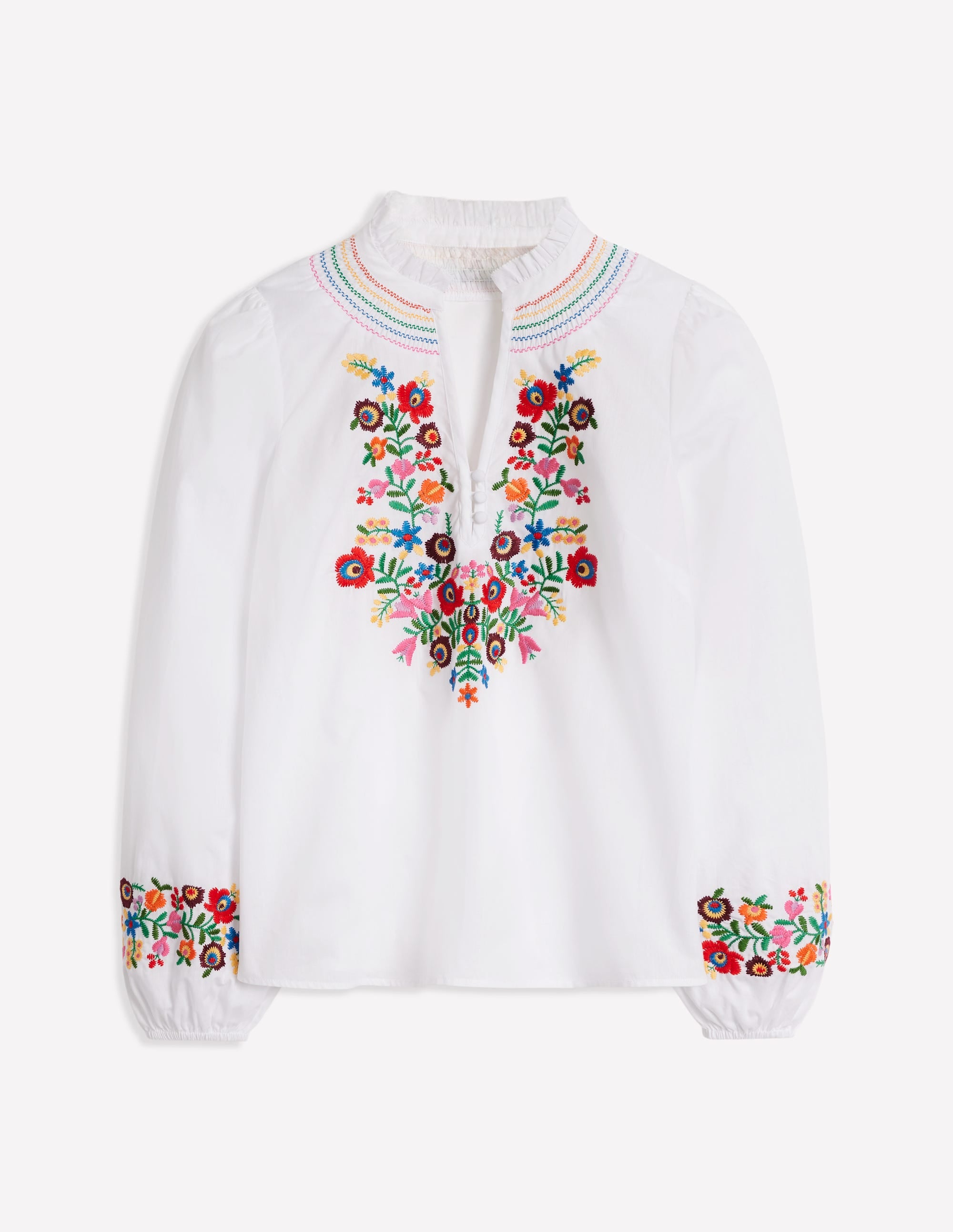 Embroidered Cotton Top-White, Multi Embroidery - Image 7