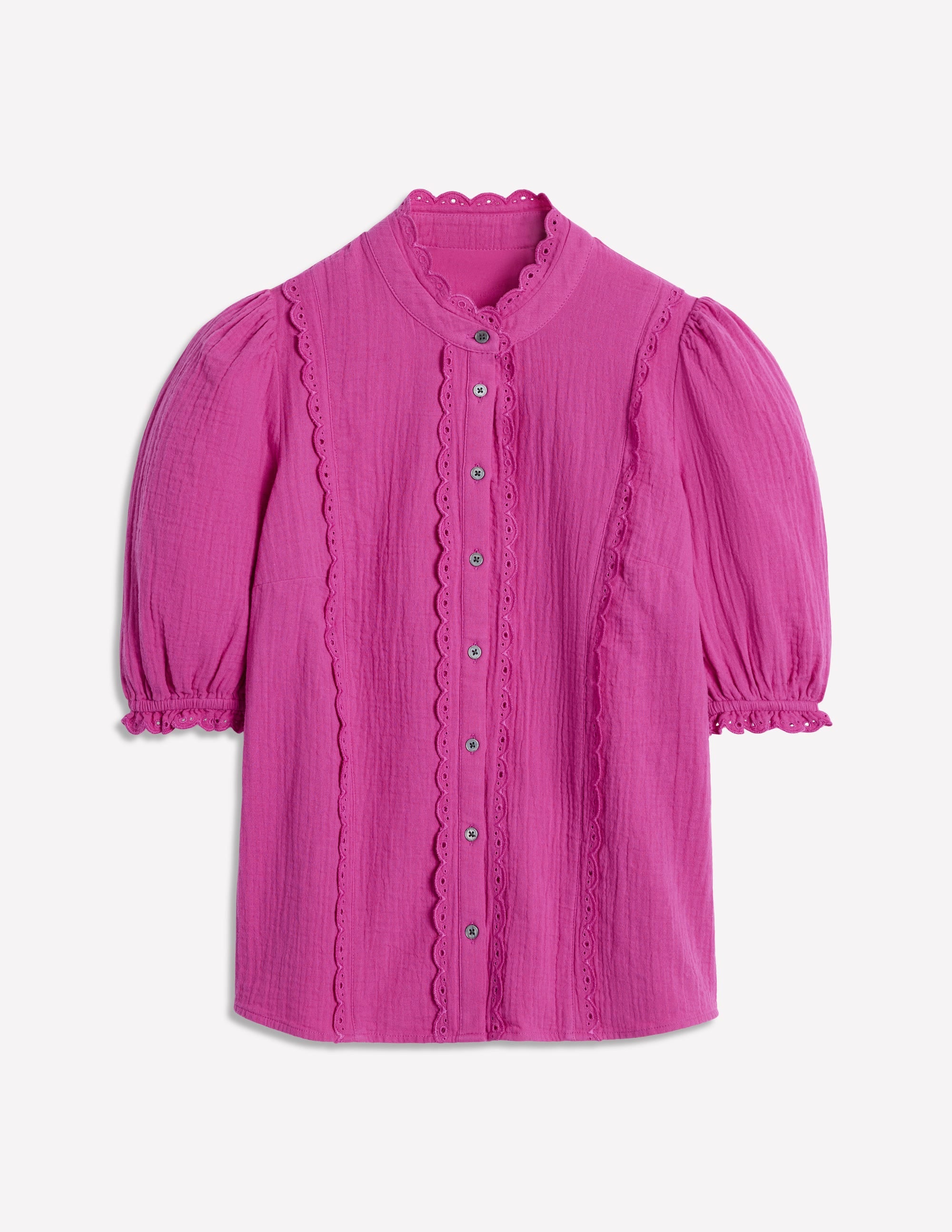 Scallop Double Cloth Top-Cosmos Pink - Image 5