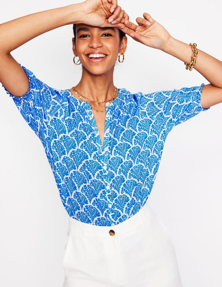Isla Jersey Shirt-Cerulean Blue, Blossomy