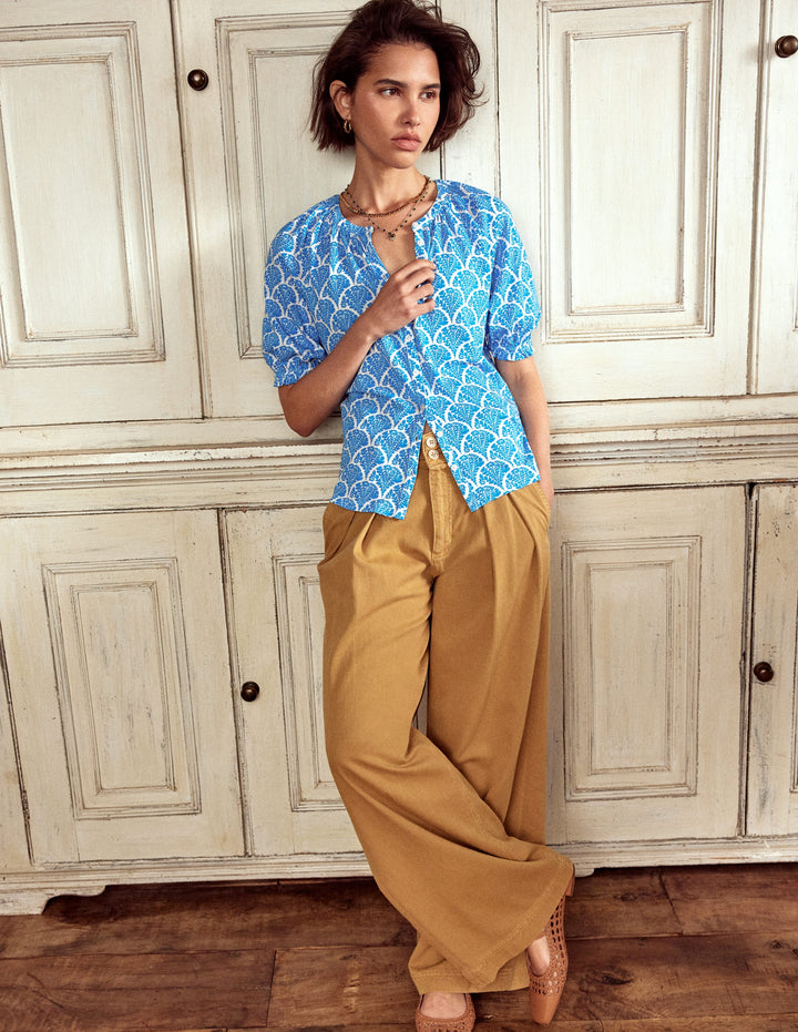 Isla Jersey Shirt-Cerulean Blue, Blossomy