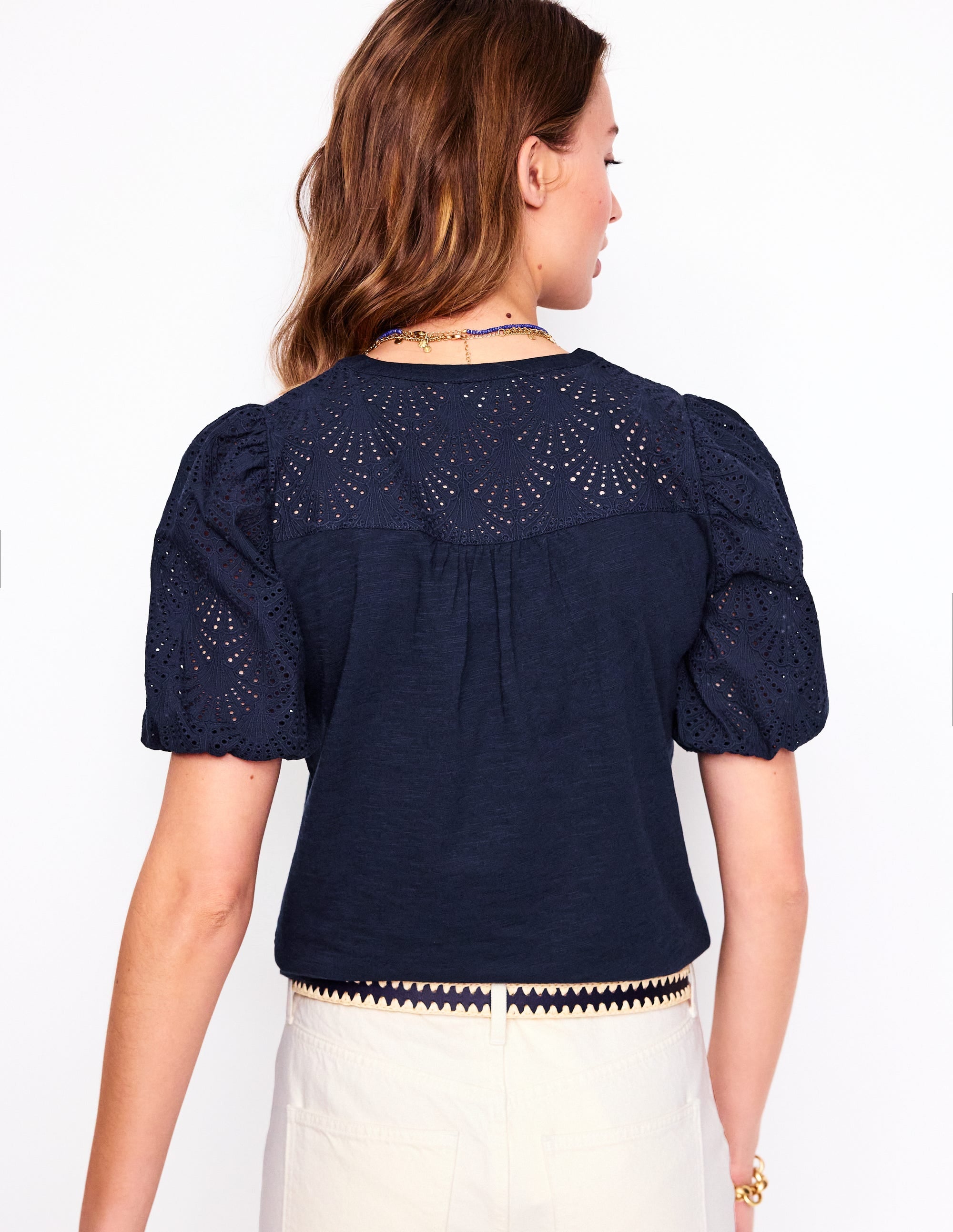Dolly Broderie Top-Navy - Image 4