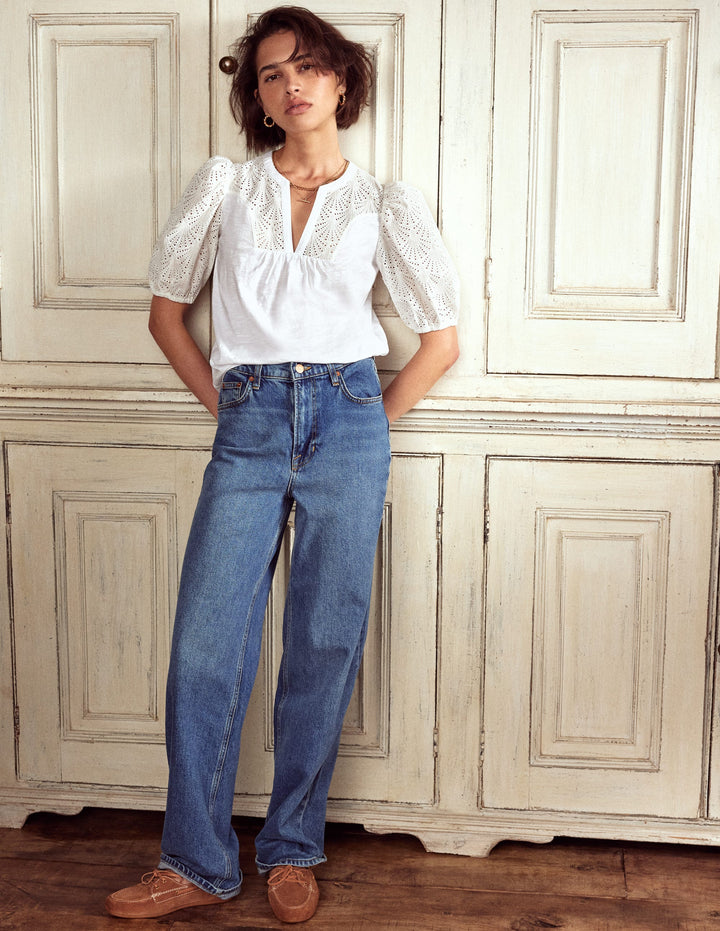 Dolly Broderie Top-White