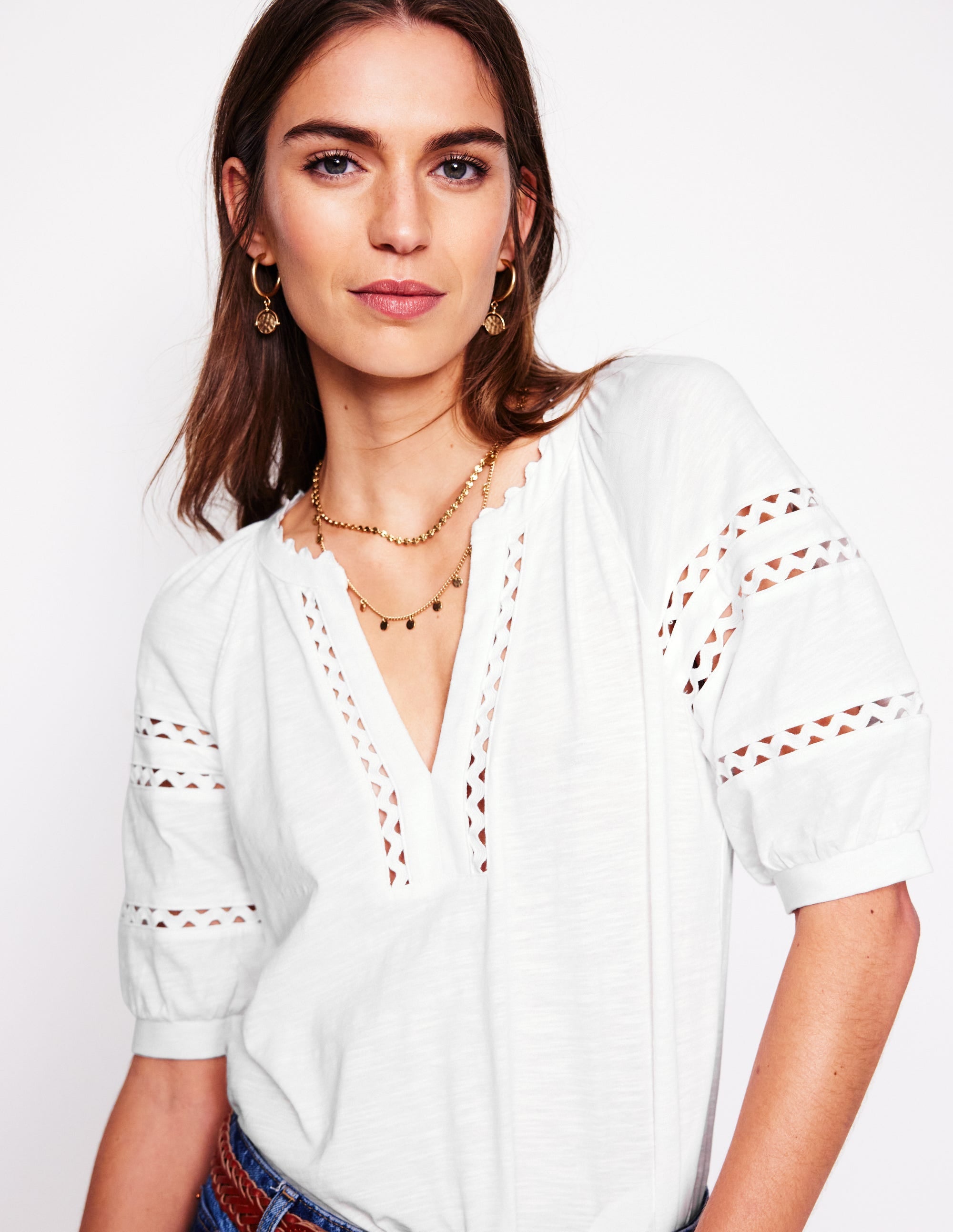 Maisy Rikrak Trim Top-White - Image 2