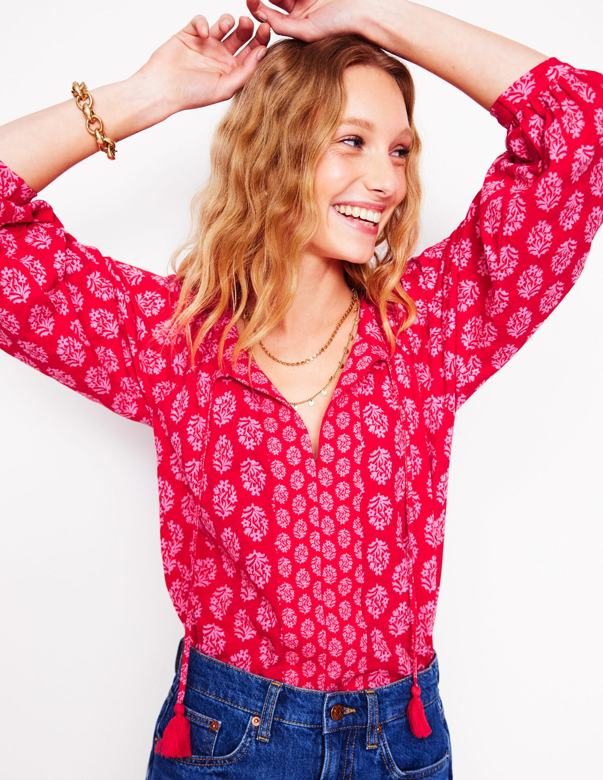 Blouson Sleeve Raglan Top-Posy Stamp - Image 3