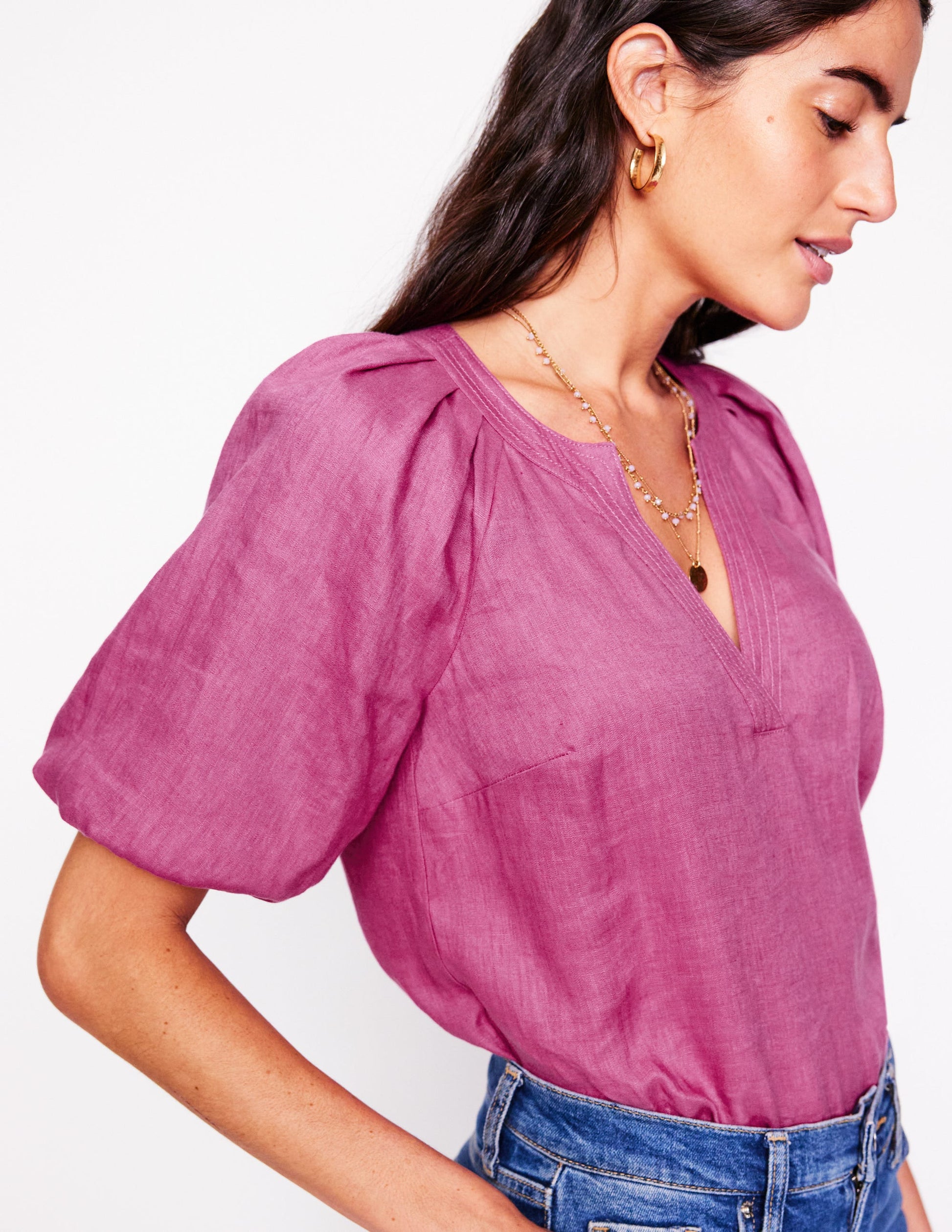 Brooke Linen Top-Purple Damson-2