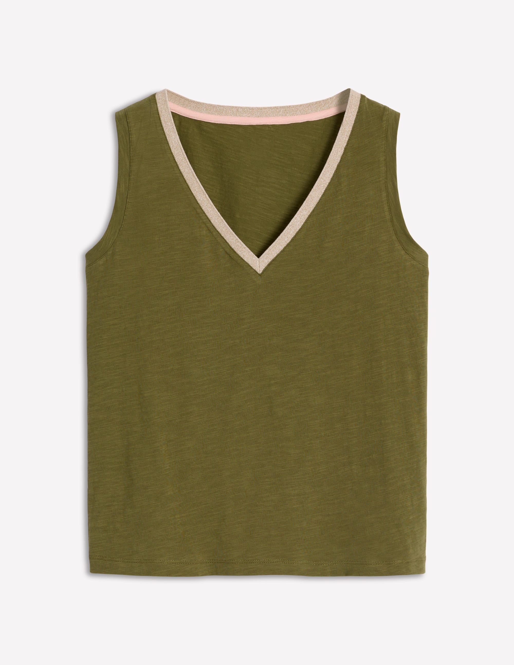 Metallic Trim V Neck Vest-Mayfly - Image 7
