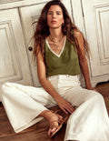 Metallic Trim V Neck Vest-Mayfly