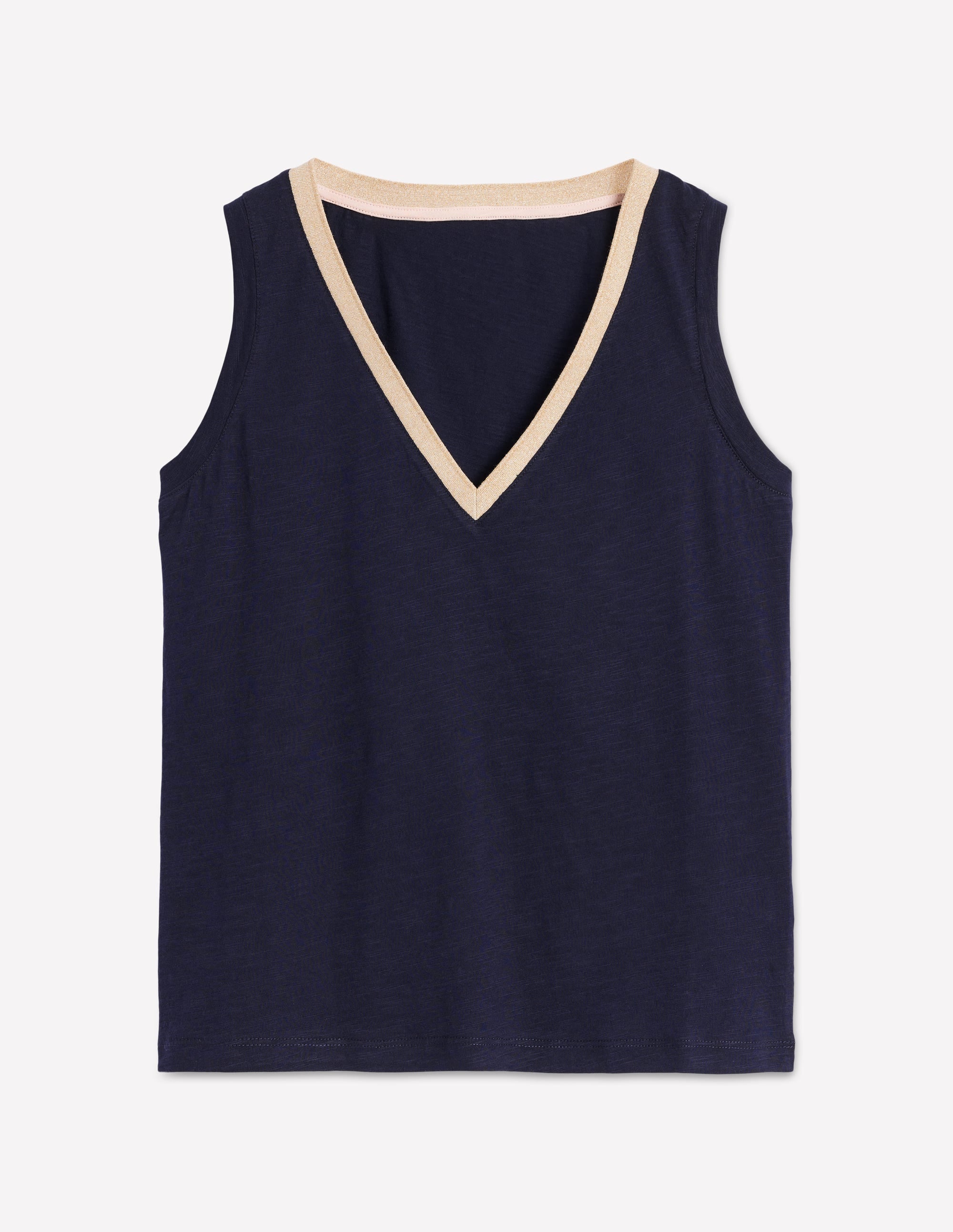 Metallic Trim V Neck Vest-Navy - Image 7