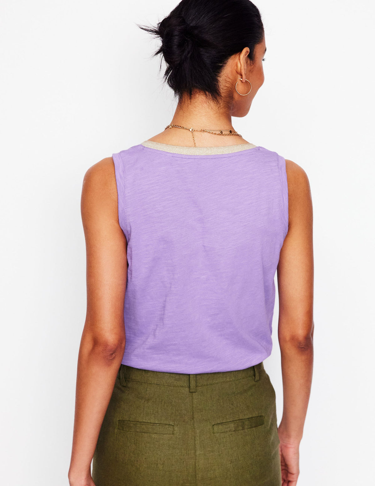 Metallic Trim V Neck Vest-Pretty Violet - Image 5