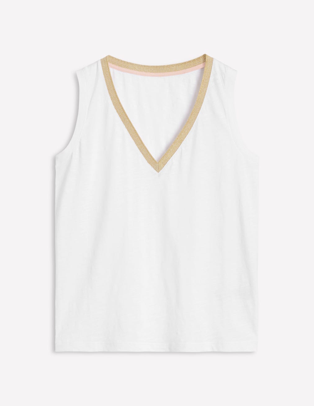 Metallic Trim V Neck Vest-White - Image 7