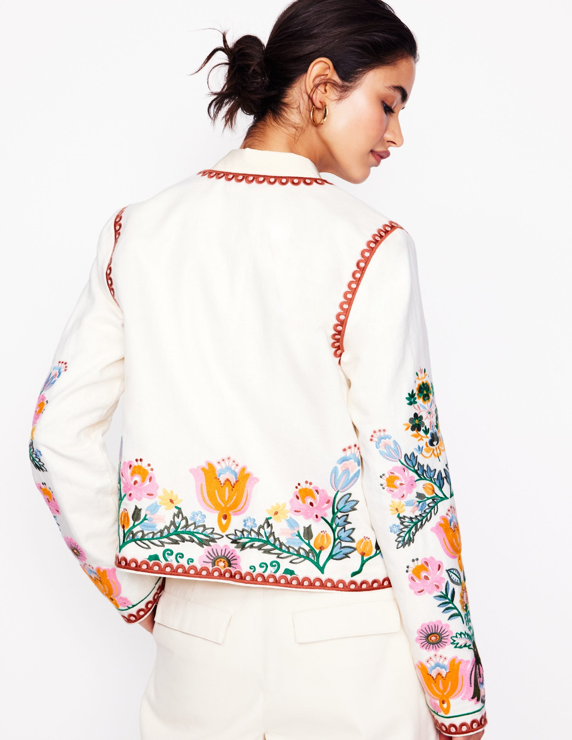 Embroidered Item Jacket-Ivory, Tulip Fusion - Image 4