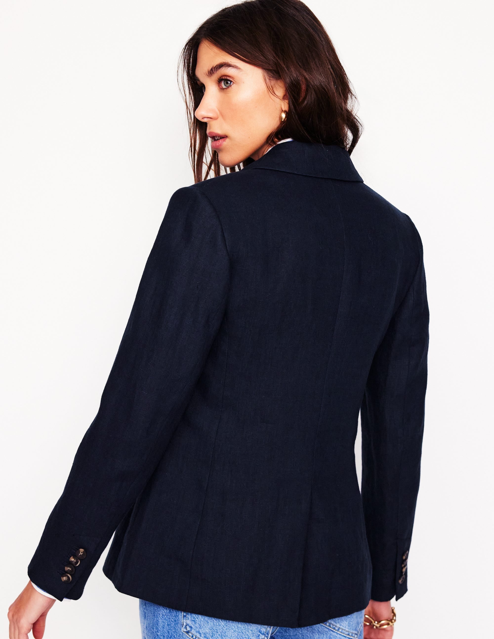 Stamford Linen Blazer-Navy - Image 3