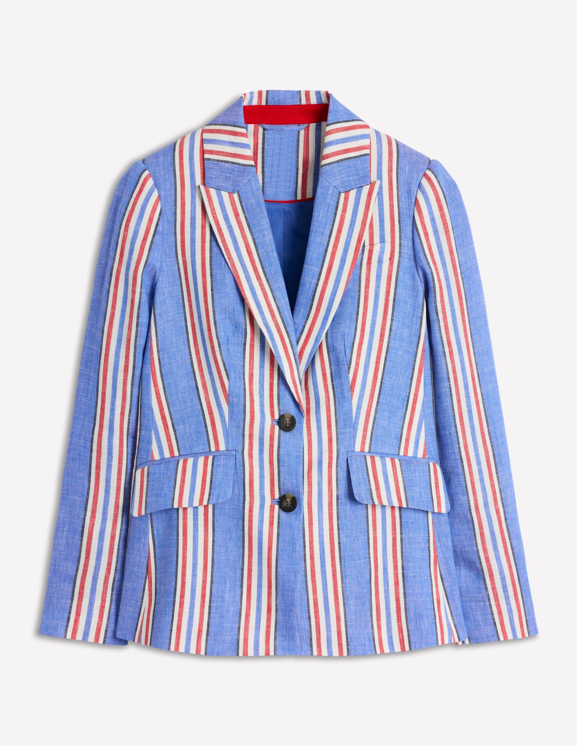 Stamford Linen Blazer-Peacock Plume, Red Stripe - Image 6