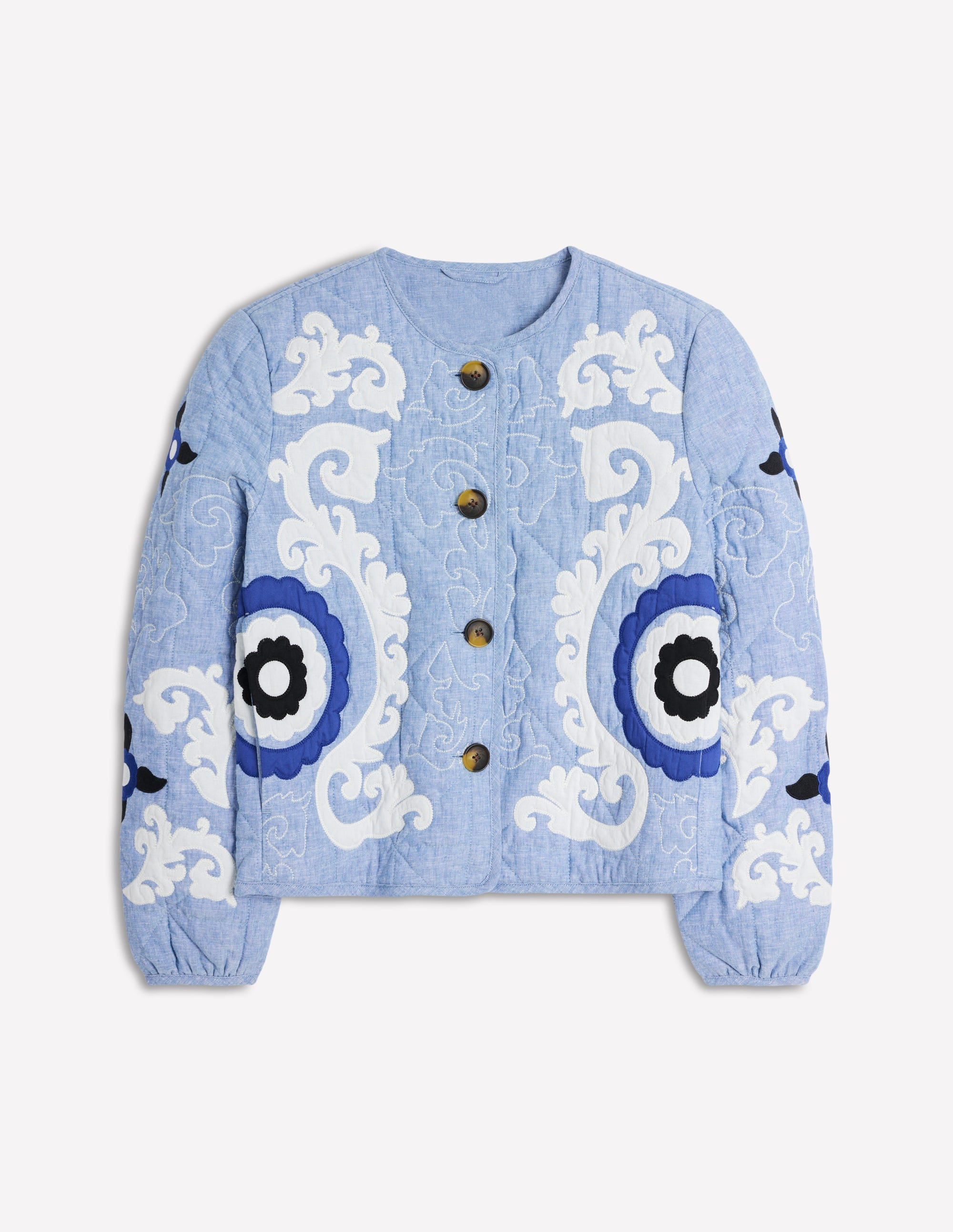 Chelsea Embroidered Jacket-Grey Blue Chambray - Image 10