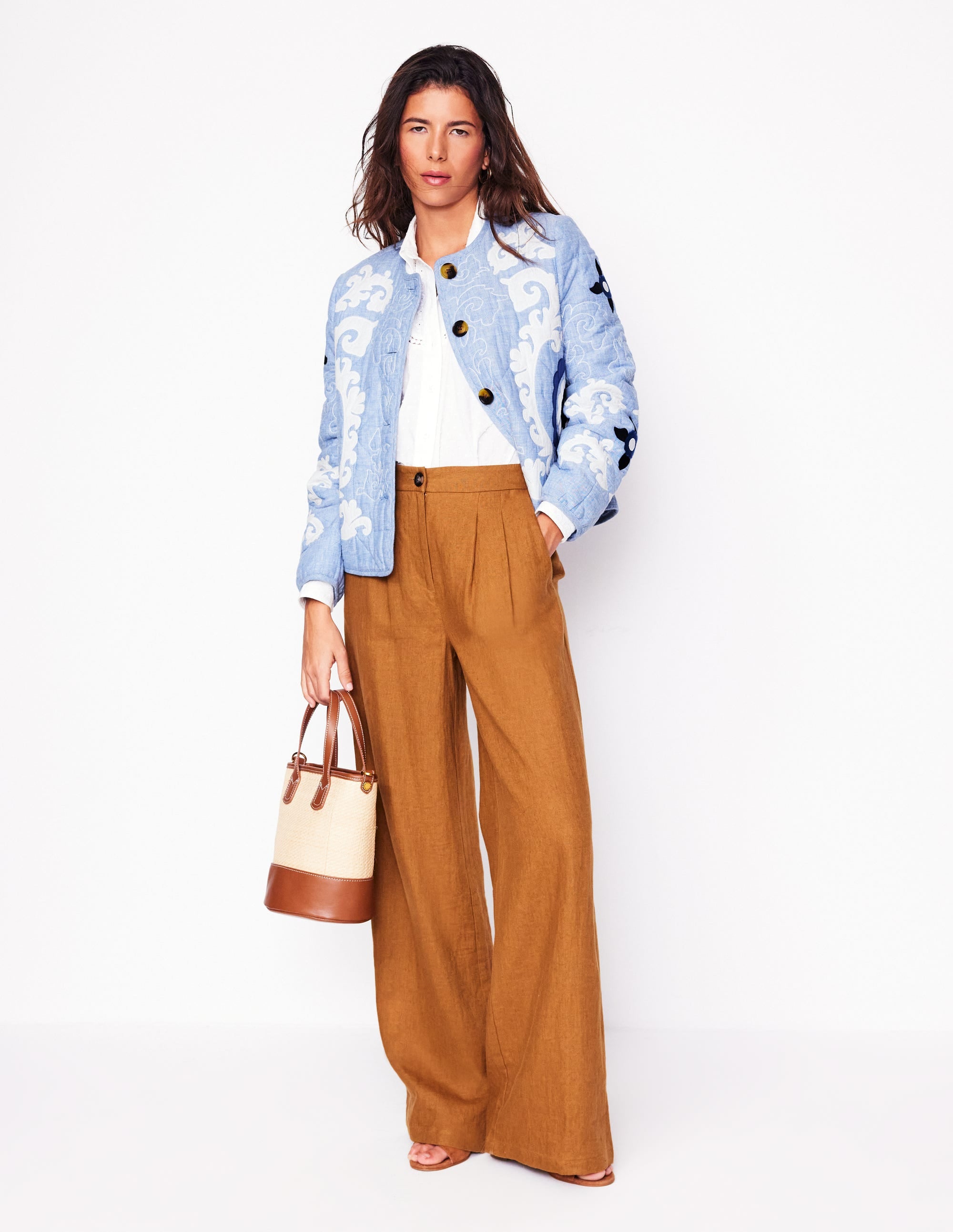 Chelsea Embroidered Jacket-Grey Blue Chambray - Image 7