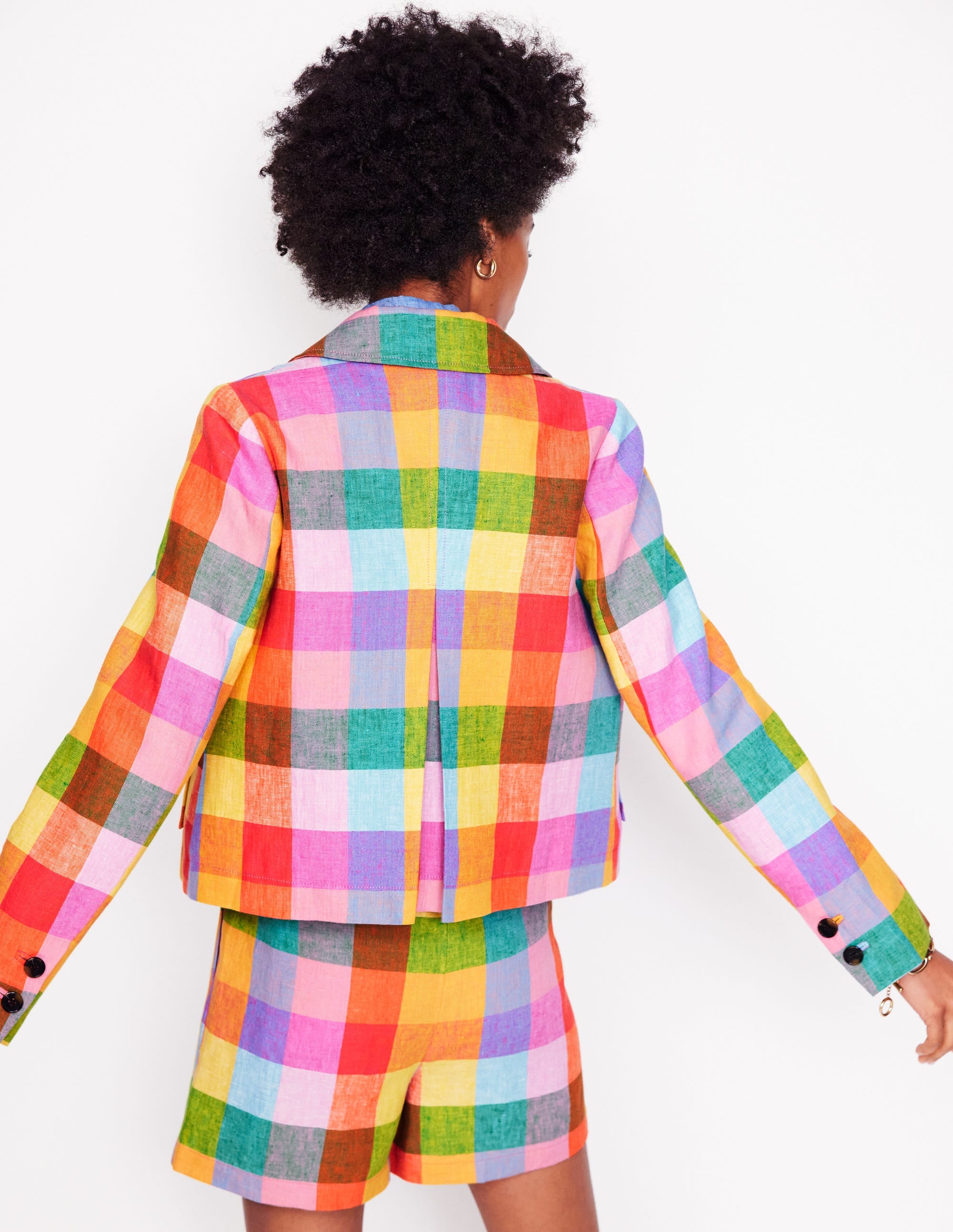 Knightsbridge Linen Jacket-Rainbow Multigingham - Image 5