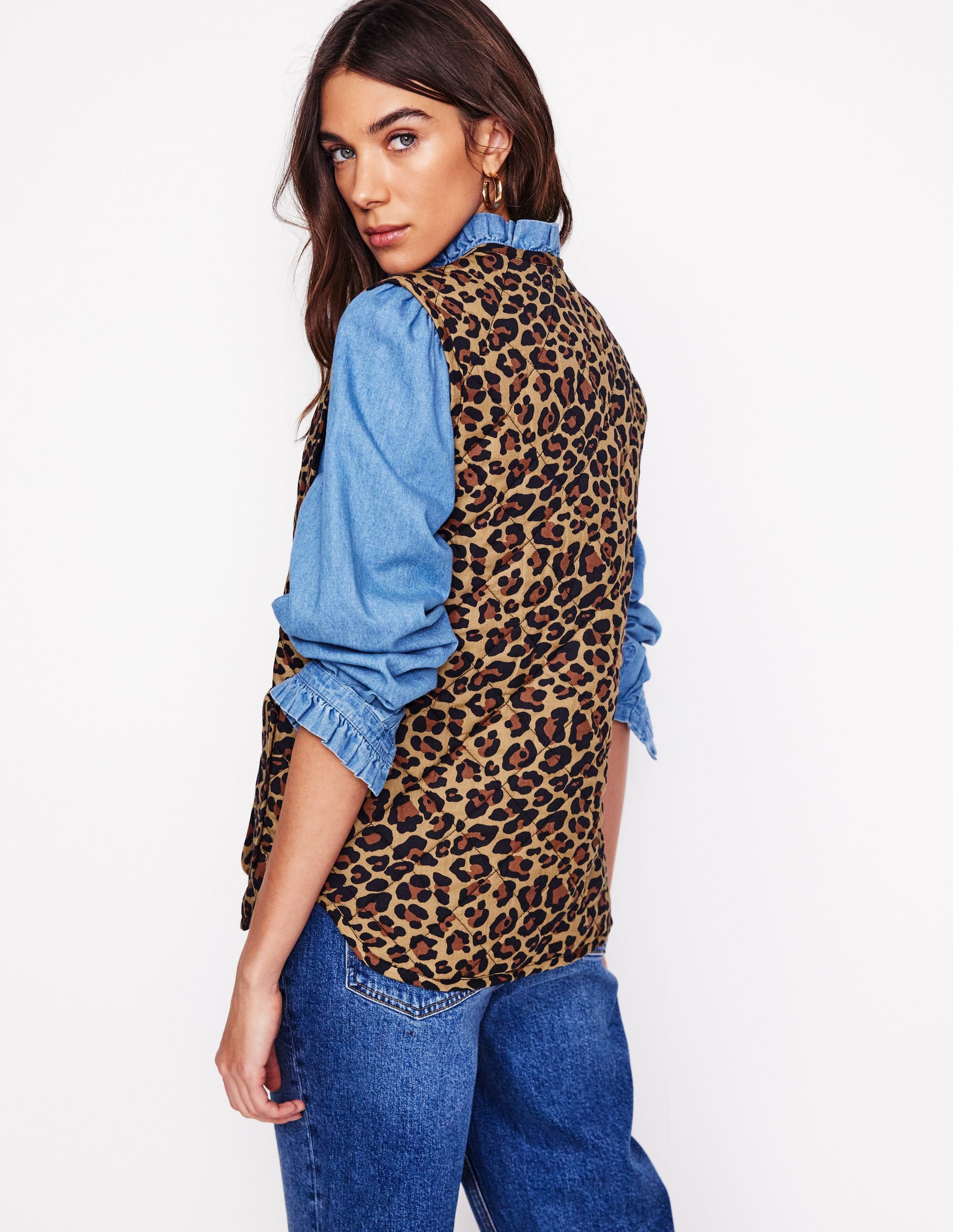 Printed Quilted Gilet-Leopard - Image 3