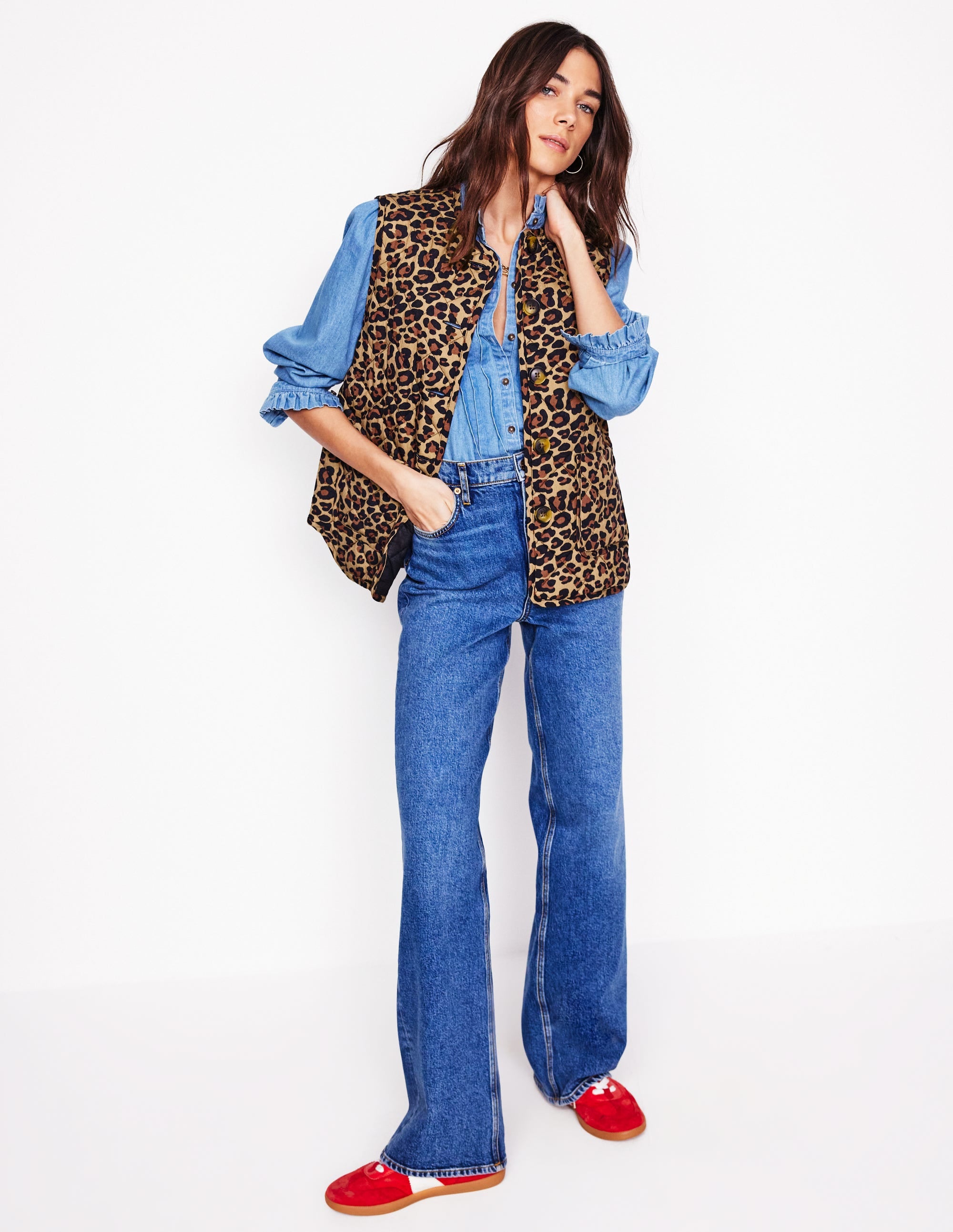 Printed Quilted Gilet-Leopard - Image 4