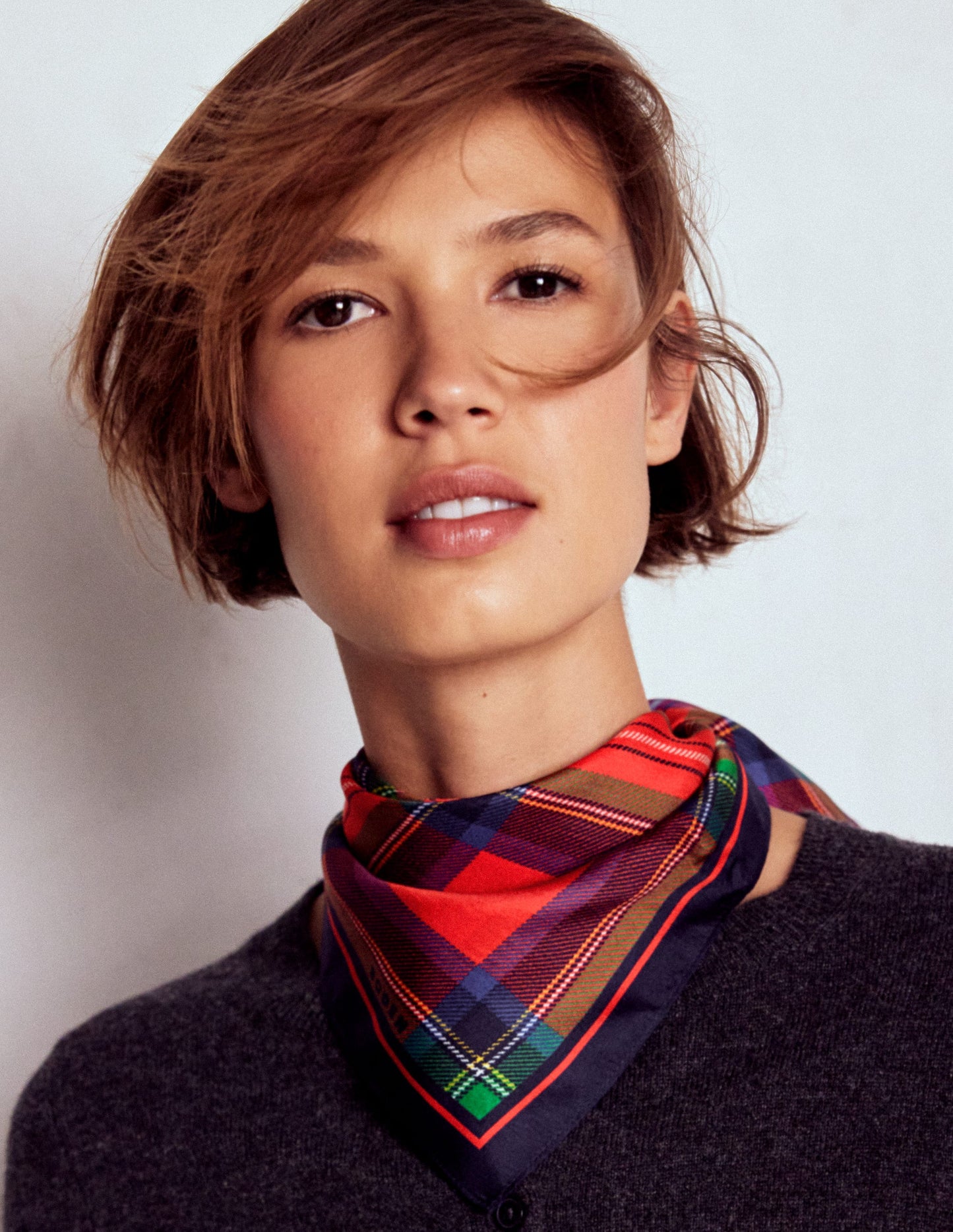 Silk Square Scarf-Tartan