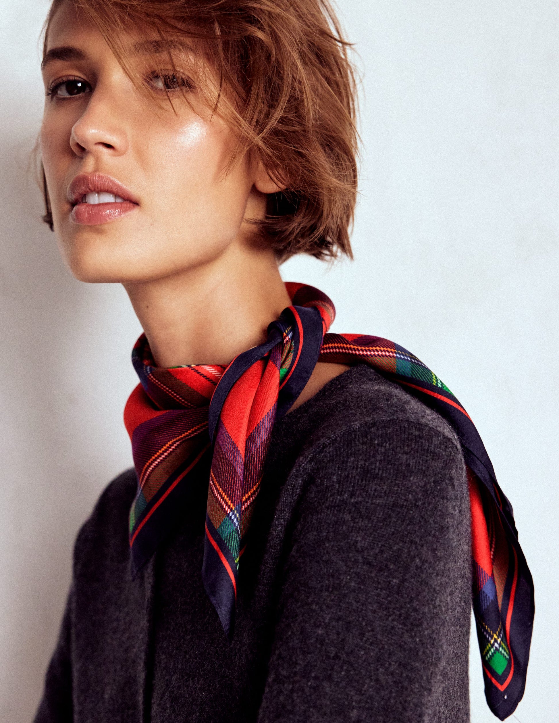 Silk Square Scarf-Tartan-3