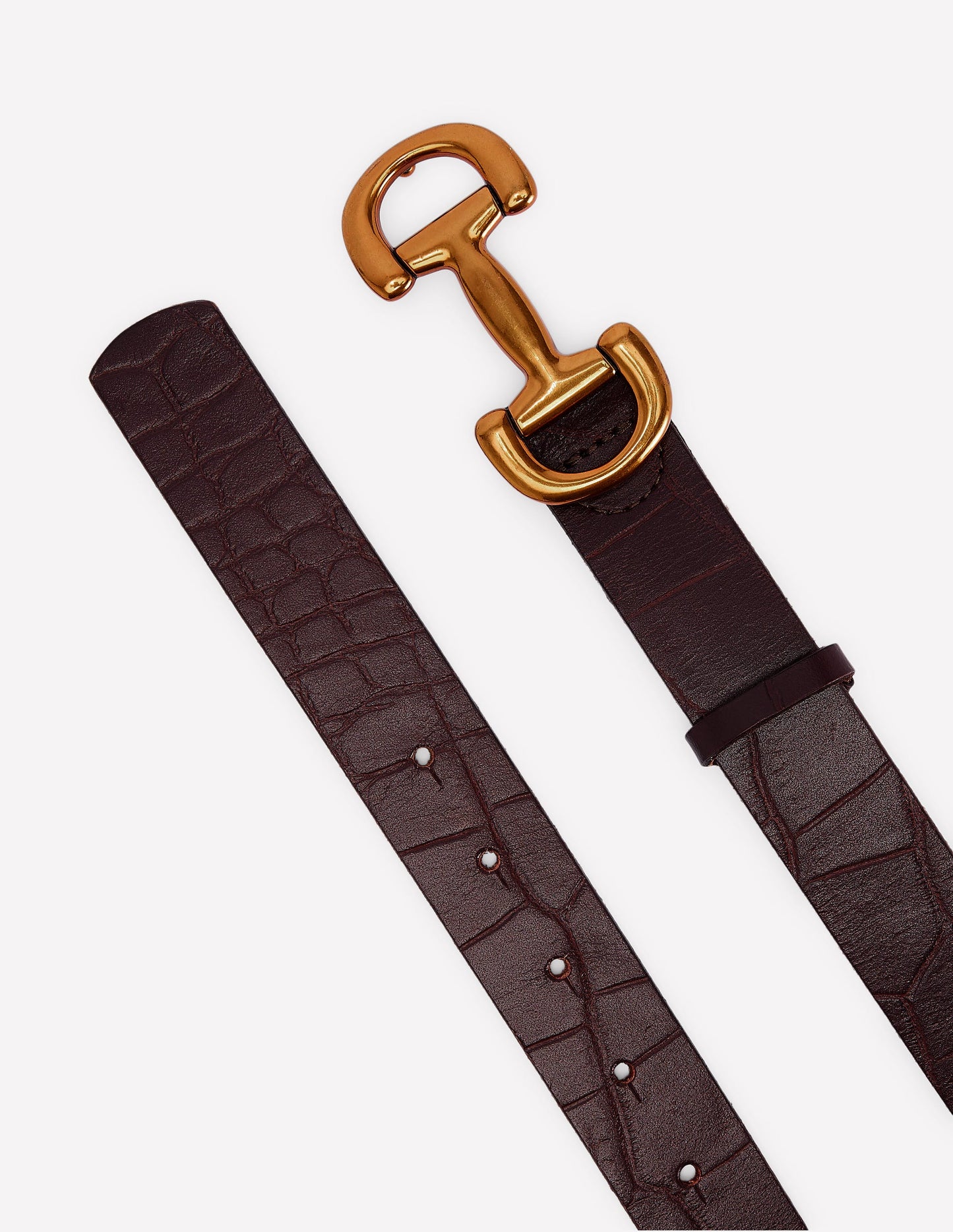 Iris Snaffle-Trim Leather Belt-Croc