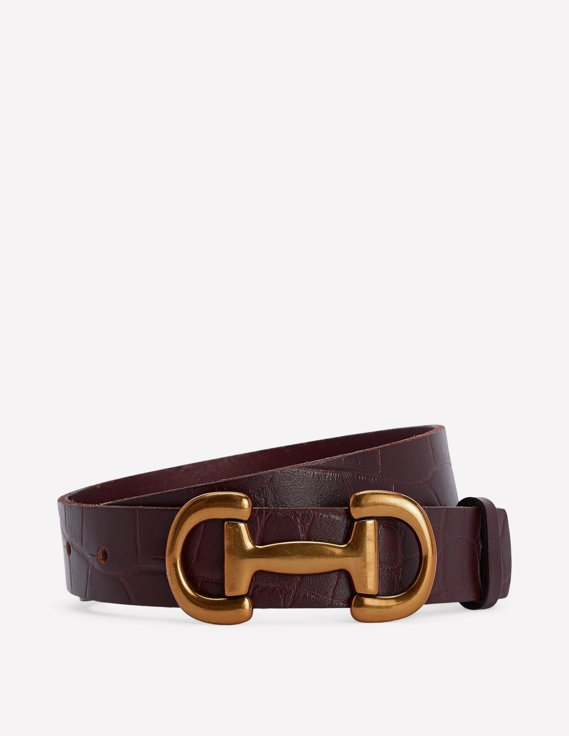 Iris Snaffle-Trim Leather Belt-Croc-1