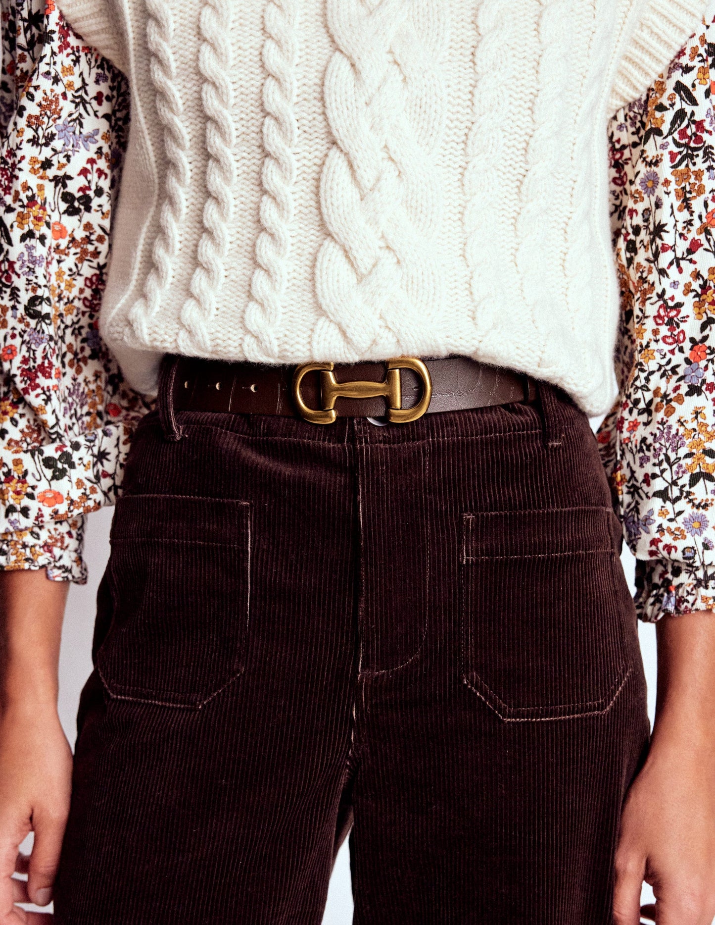 Iris Snaffle-Trim Leather Belt-Croc