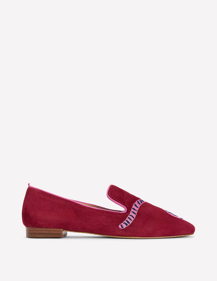 Slipper Cut Loafers-Oxblood Tiger