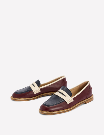 Nya Penny Loafers-Oxblood/Navy-3