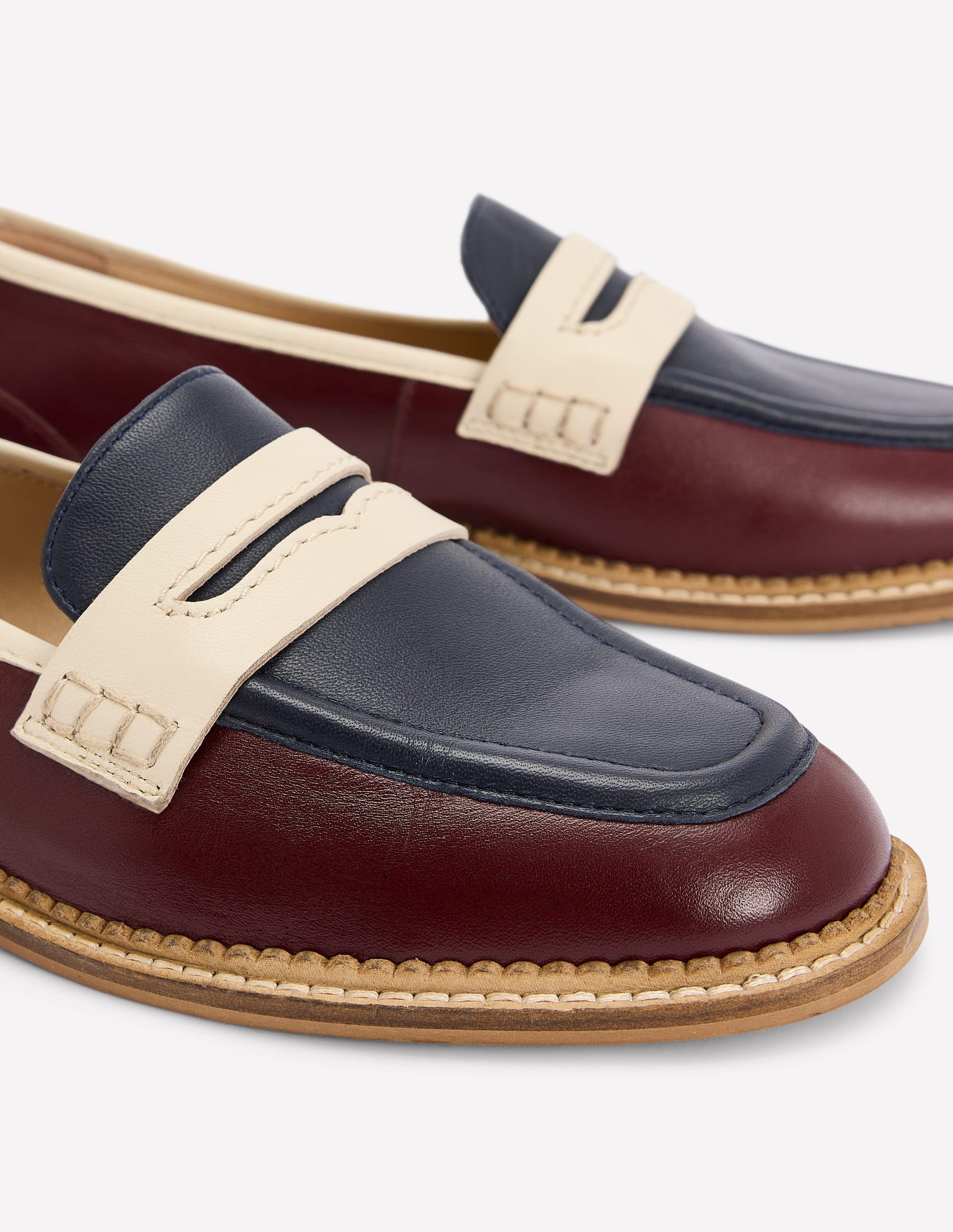 Nya Penny Loafers-Oxblood/Navy-4