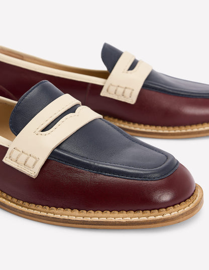 Nya Penny Loafers-Oxblood/Navy-4