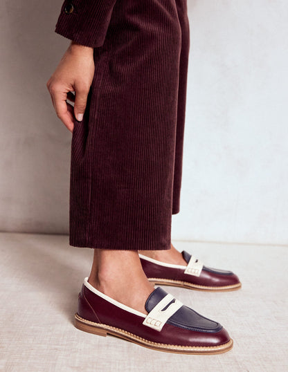 Nya Penny Loafers-Oxblood/Navy-2