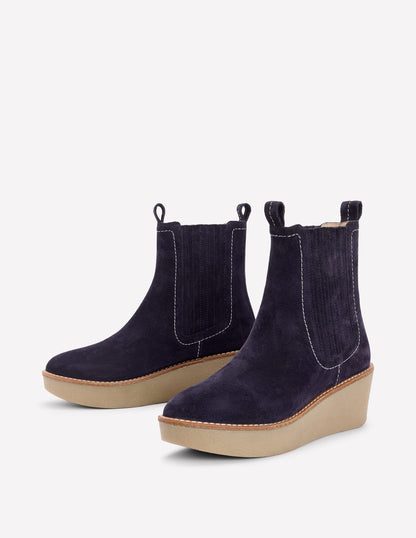 Wedge Ankle Boots-Navy-3
