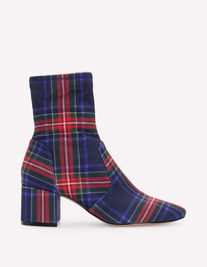 Stretch Ankle Boots-Tartan-1