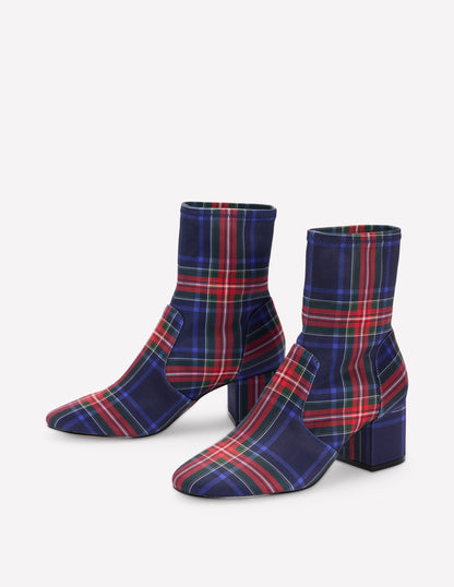 Stretch Ankle Boots-Tartan-3