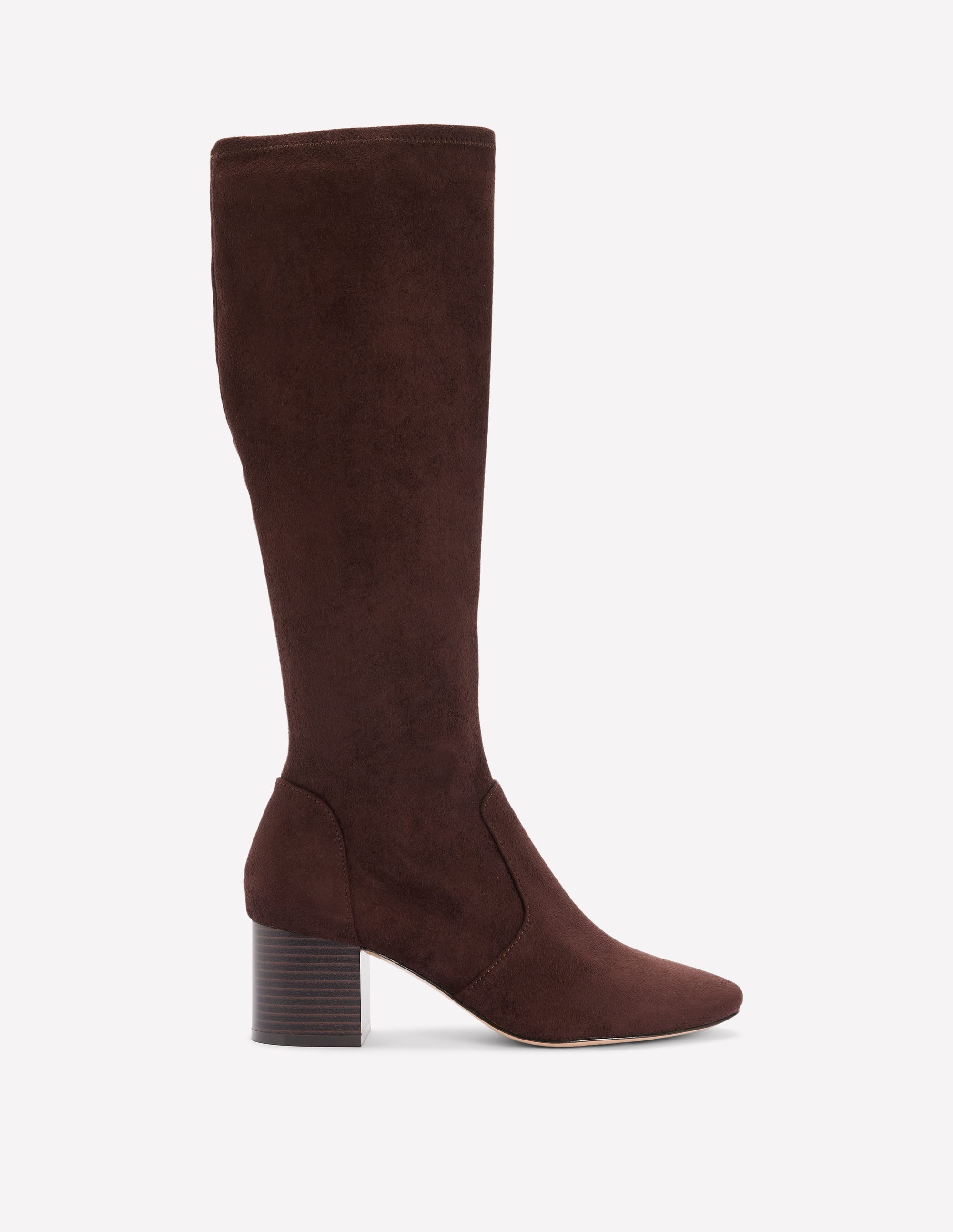 Stretch Knee Heel Boots-Chocolate - Image 1