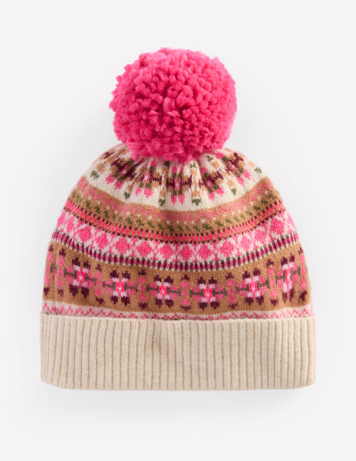 Edie Fair Isle Beanie-Pink - Image 1