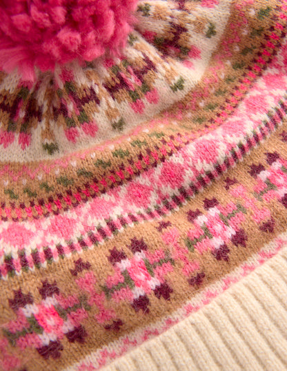 Edie Fair Isle Beanie-Pink-3