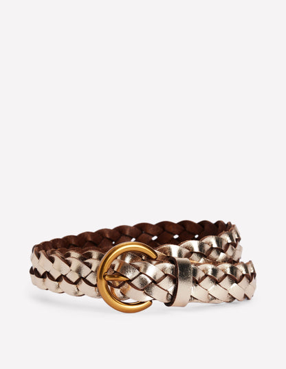 Skinny Plaited Belt-Gold-1