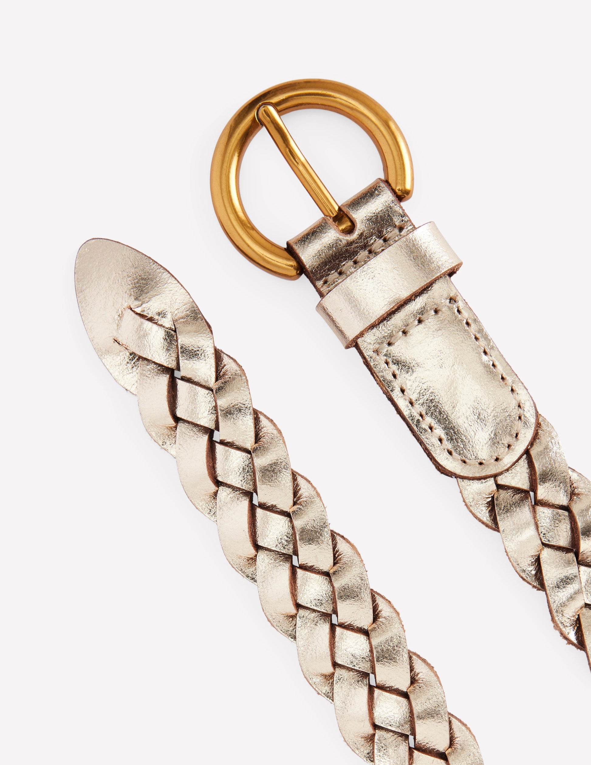 Skinny Plaited Belt-Gold-3