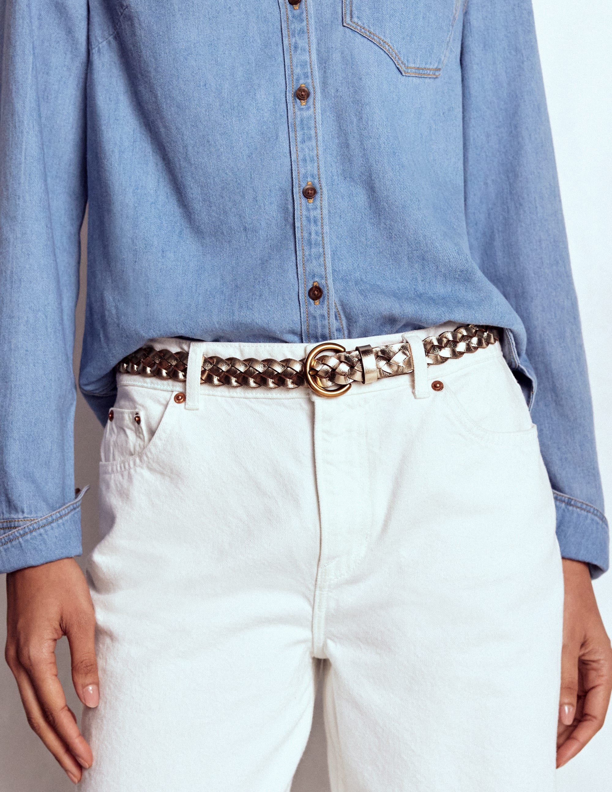 Skinny Plaited Belt-Gold - Image 2