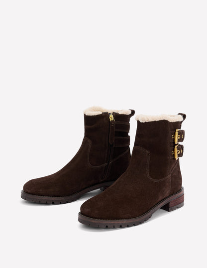 Buckle Ankle Boots-Bitter Chocolate-3