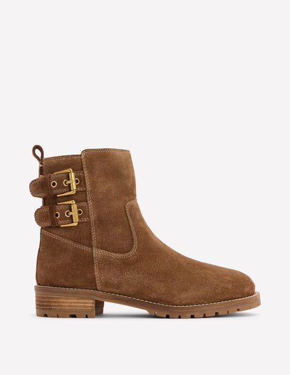 Buckle Ankle Boots-Tan-1