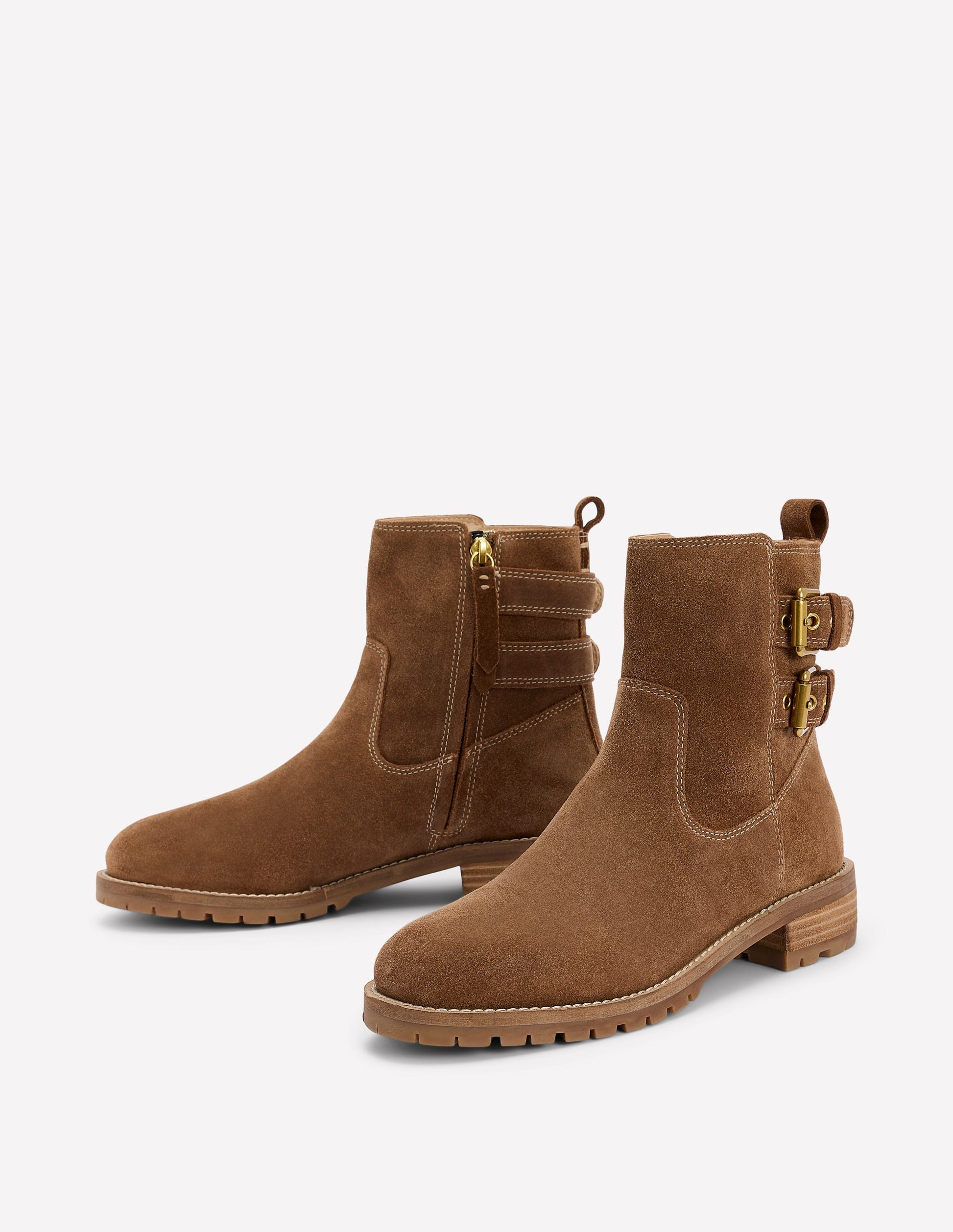 Buckle Ankle Boots-Tan-3