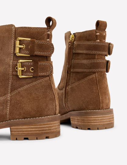 Buckle Ankle Boots-Tan-4