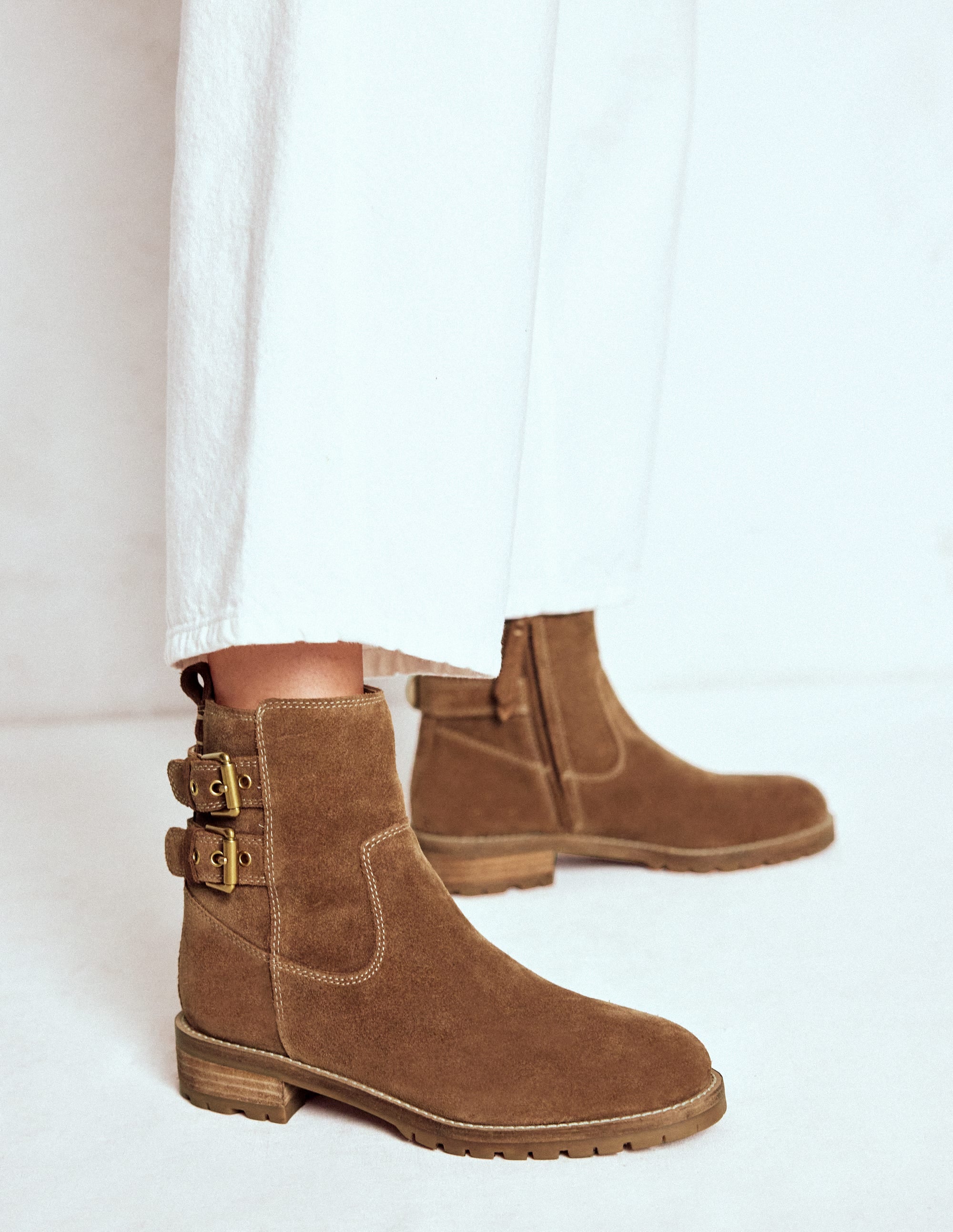 Buckle Ankle Boots-Tan - Image 2